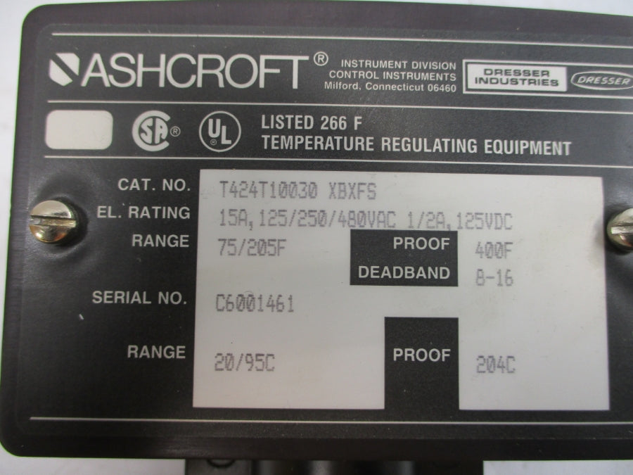 ASHCROFT T424T10030XBXFS 480VAC 15A 75/205'F NSMP