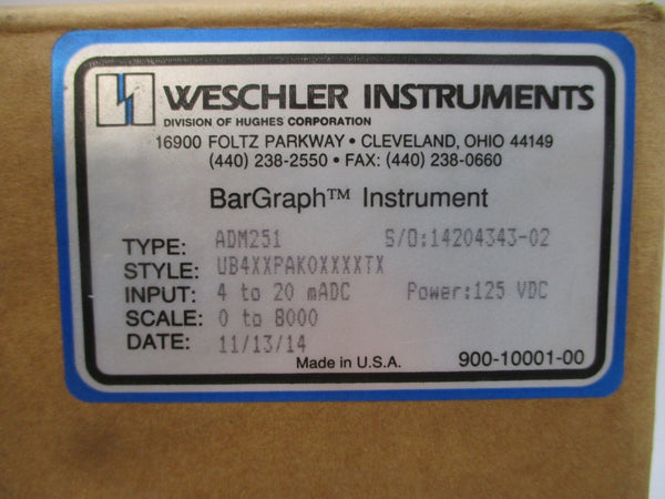 WESCHLER INSTRUMENTS ADM251 UB4XXPAKOXXXXTX 125VDC 0-8000RPM  NSMP