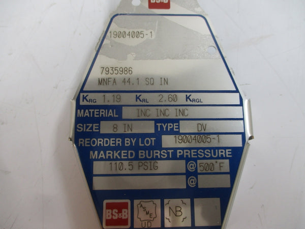 BS&B 7935986 110.5PSI 8" NSMP