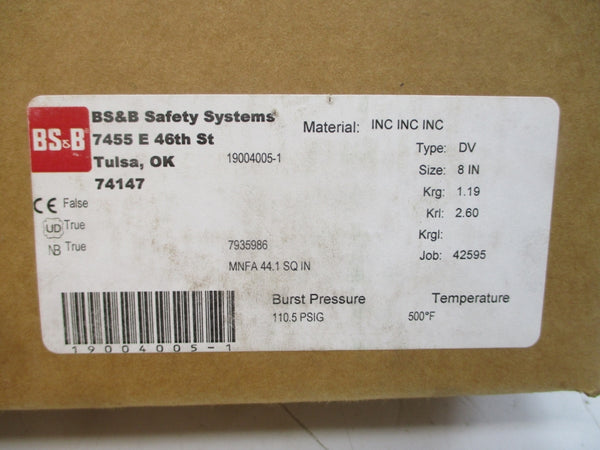 BS&B 7935986 110.5PSI 8" NSMP