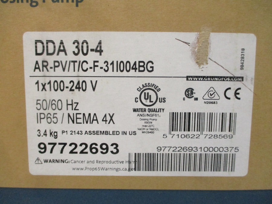 GRUNDFOS DDA30-4 AR-PV/T/C-F-31004BG 100-240V 60PSI NSMP
