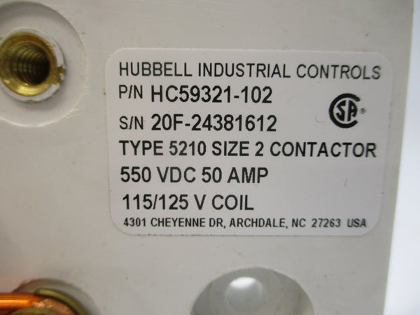 HUBBELL HC59321-102 5210 115/125VDC 50A NSNP