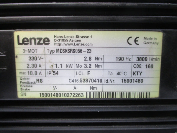 LENZE MDSKSRS056-23 15001480 330V 2.30/10.0A UNMP