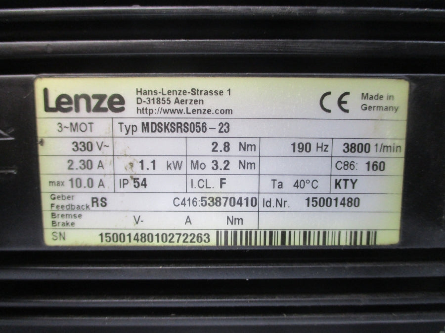 LENZE MDSKSRS056-23 15001480 330V 2.30/10.0A UNMP
