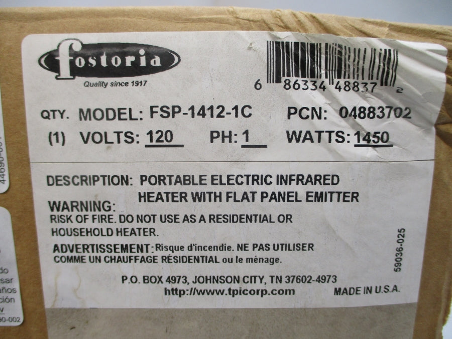 FOSTORIA FSP-1412-1C 120VAC 12.1A NSMP
