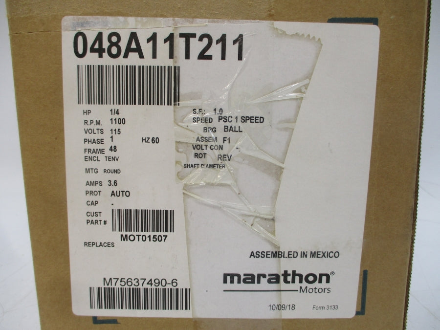 MARATHON ELECTRIC 048A11T211 115V 3.6A NSMP