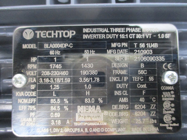 TECHTOP BLA0004DP-C 208-230/460V 3.18-3.18/1.59A NSNP