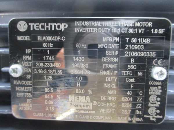 TECHTOP BLA0004DP-C 208-230/460V 3.18-3.18/1.59A NSNP