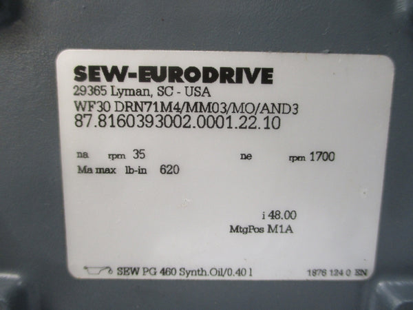 SEW-EURODRIVE WF30DRN71M4/MM03/MO/AND3 380-500V 1.10A NSNP