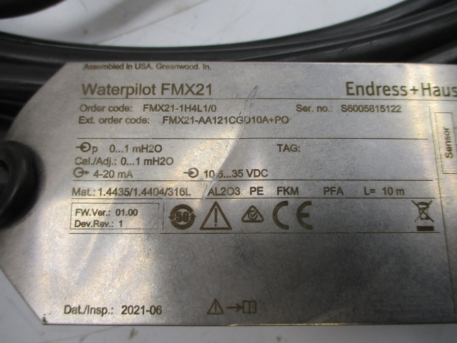 ENDRESS+HAUSER FMX21-AA121CGD10A+PO 10.5-35VDC REV. 1 NSNP