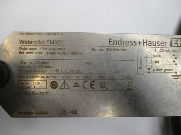 ENDRESS&HAUSER FMX21-CD221CGB15A 10.5-35VDC REV. 1 NSNP