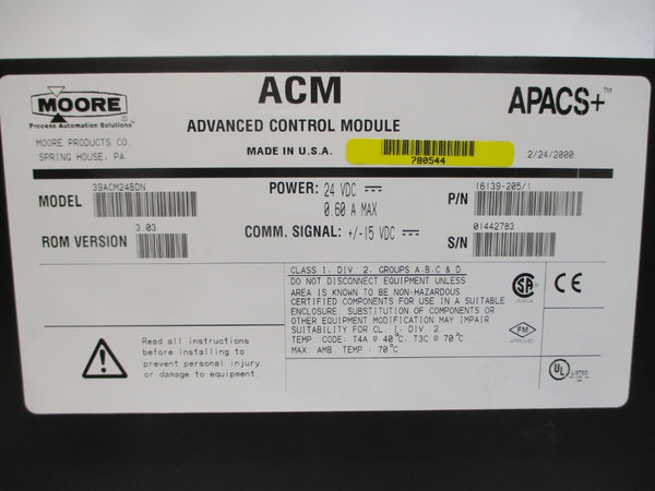 MOORE 39ACM24BDN 16139-205/1 24VDC 0.60A REV. 3.03 NSMP