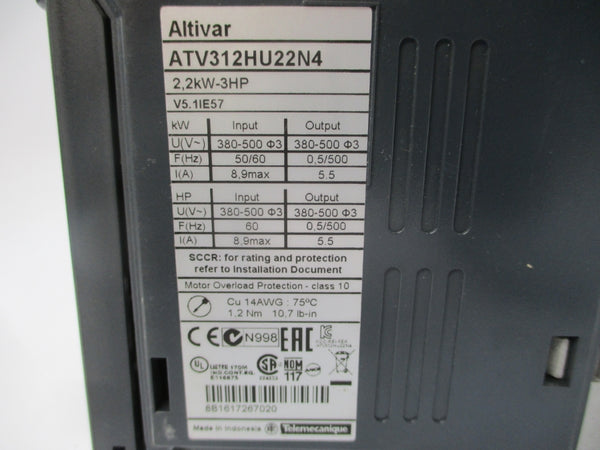 SCHNEIDER ELECTRIC ATV312HU22N4 380-500V 8.9A UNMP