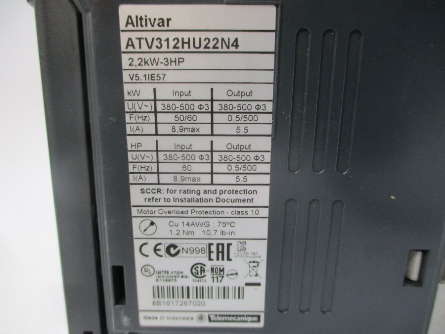 SCHNEIDER ELECTRIC ATV312HU22N4 380-500V 8.9A UNMP