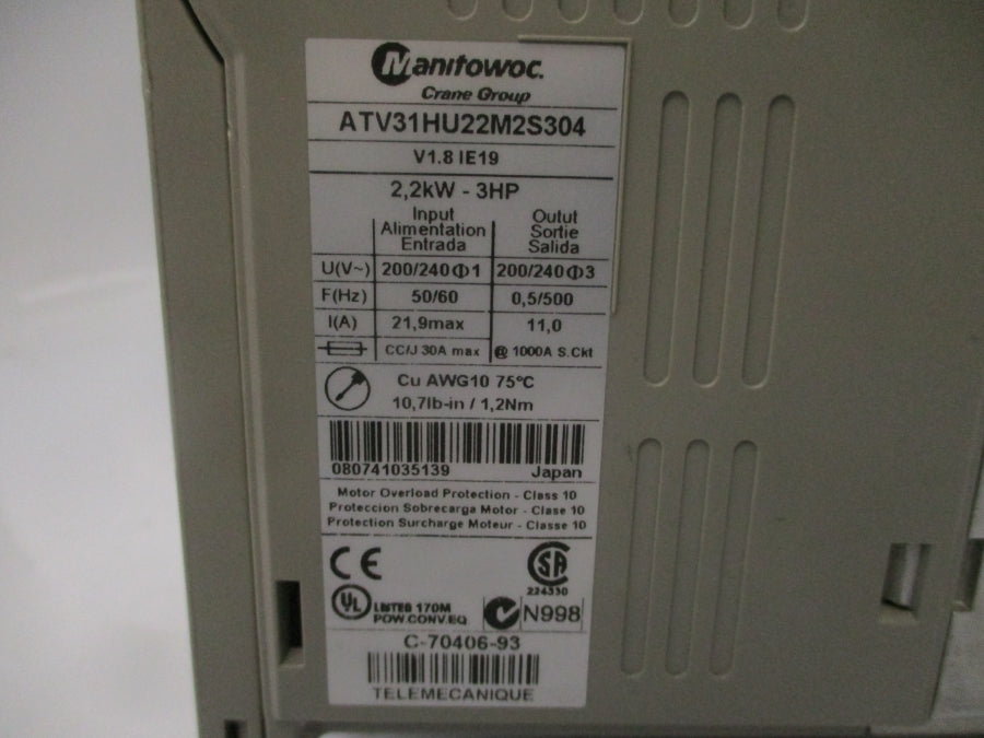 MANITOWOC ATV31HU22M2S304 200/240V 21.9A UNMP