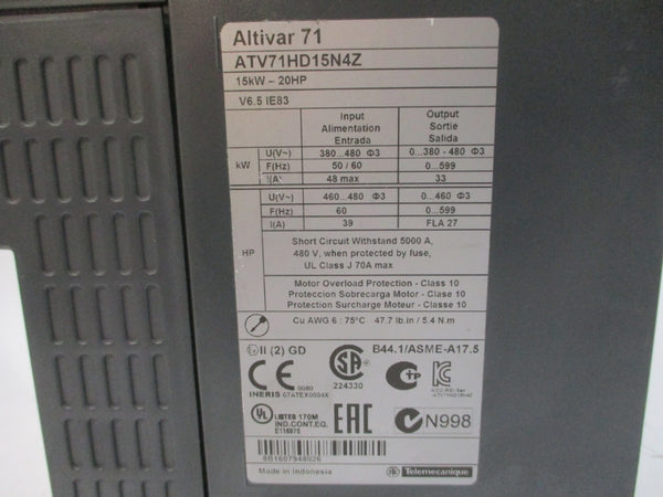 SCHNEIDER ELECTRIC ATV71HD15N4Z 380-480V 48A UNMP