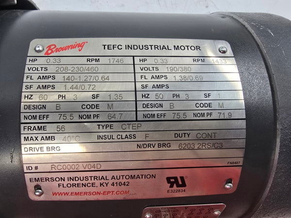 BROWNING RC0002V04D CBN3012SE311.2MT56.33M1 105631106021 460V 0.64A NSNP