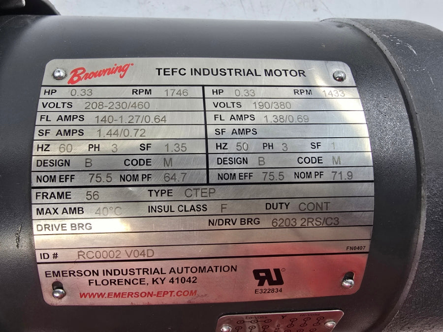 BROWNING RC0002V04D CBN3012SE311.2MT56.33M1 105631106021 460V 0.64A NSNP