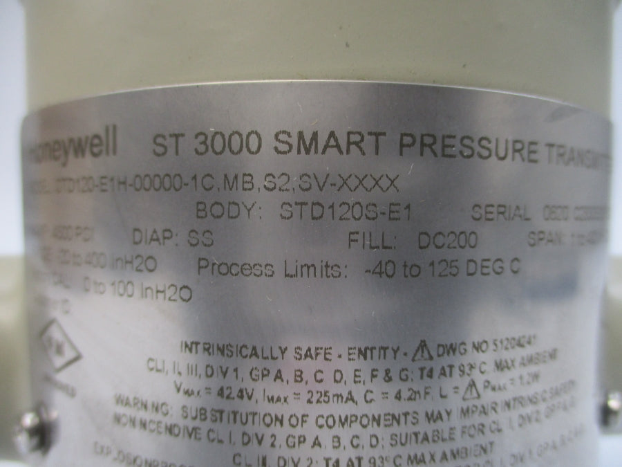HONEYWELL STD120-E1H-00000-1C,MB,S2,SV-XXXX 4500PSI NSNP