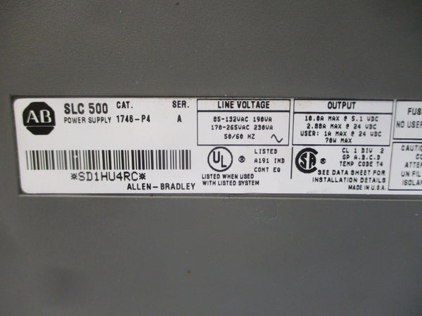ALLEN BRADLEY 1746-P4 SER. A 85-132VAC 10.0A (AS PICTURED) NSNP