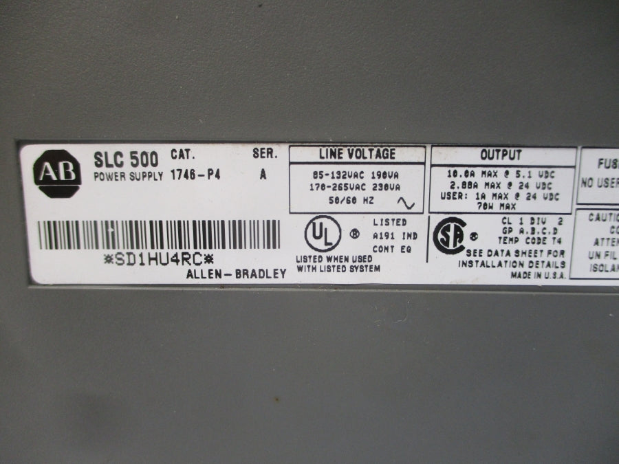 ALLEN BRADLEY 1746-P4 SER. A 85-132VAC 10.0A (AS PICTURED) NSNP