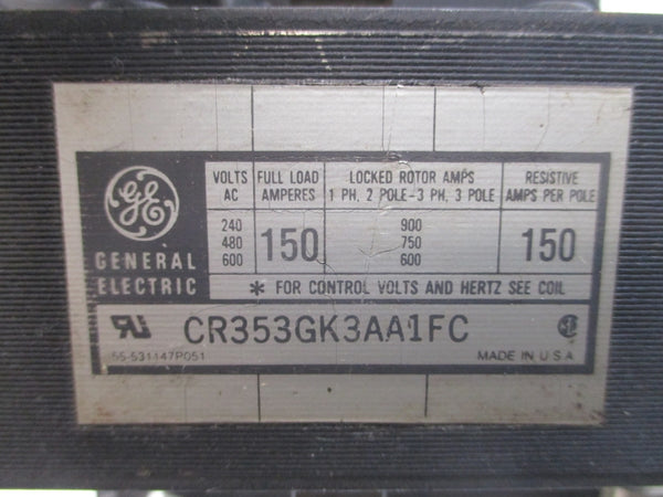 GENERAL ELECTRIC CR353GK3AA1FC SER. A 110/115-120V 150A UNMP