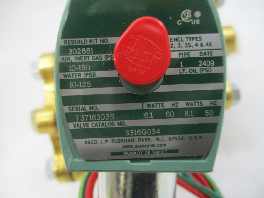 ASCO 8316G034 110/120V 10-150PSI 1" NSMP