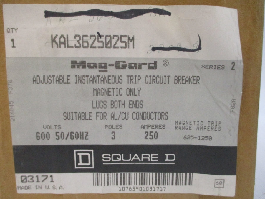 SQUARE D KAL3625025M SER. 2 600VAC 250A NSMP