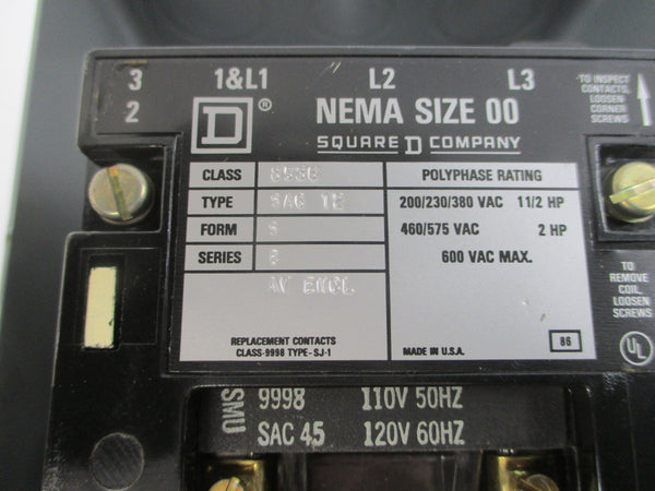 SQUARE D 8536SAG12 SER. B 110/120V NSMP