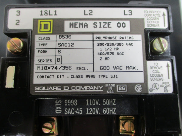 SQUARE D 8536SAG12V02 SER. B 110/120V NSMP