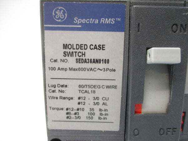 GENERAL ELECTRIC SEDA36AN0100 600VAC 100A NSMP