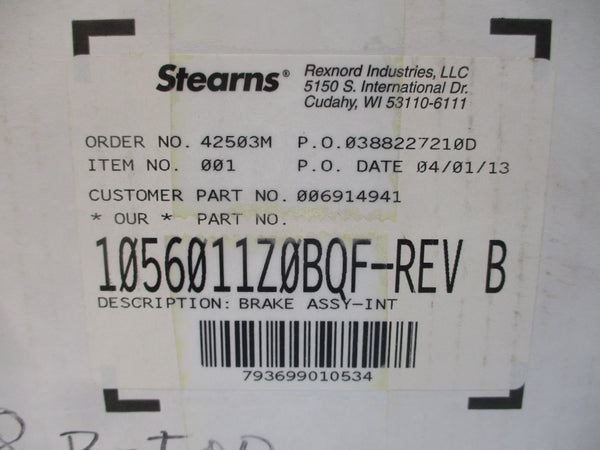 STEARNS 1056011Z0BQF 208-230/460V 1.8/.2A REV. B NSMP