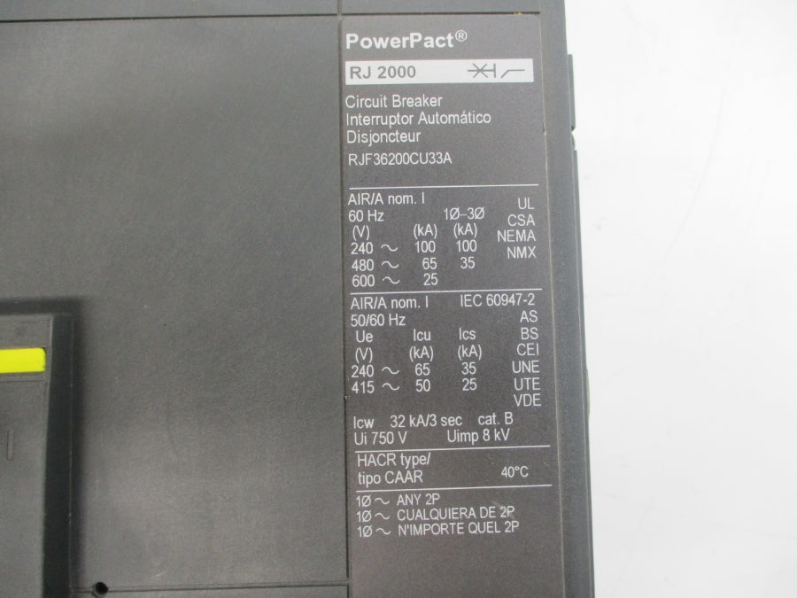 SQUARE D RJF36200CU33A SER. 1 600V 2000A NSNP