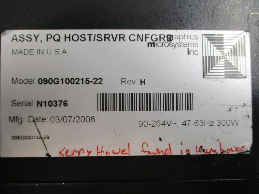 GRAPHICS MICROSYSTEMS 090G100215-22 90-264V REV. H UNMP