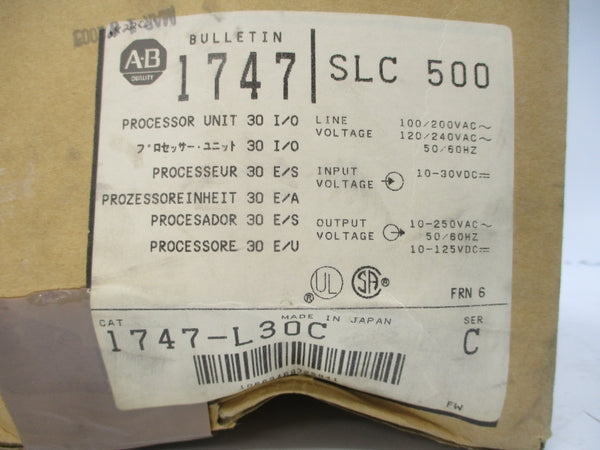 ALLEN BRADLEY 1747-L30C SER. C F/W 6 10-30VDC 15A NSMP