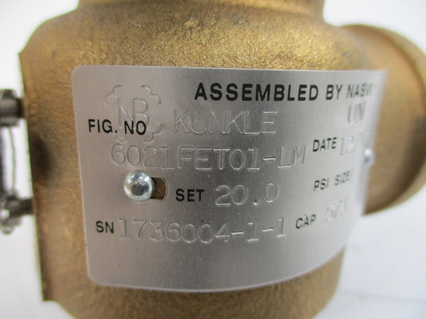 KUNKLE VALVE 6021FET01-LM-0020 20.0PSI 1" NSMP