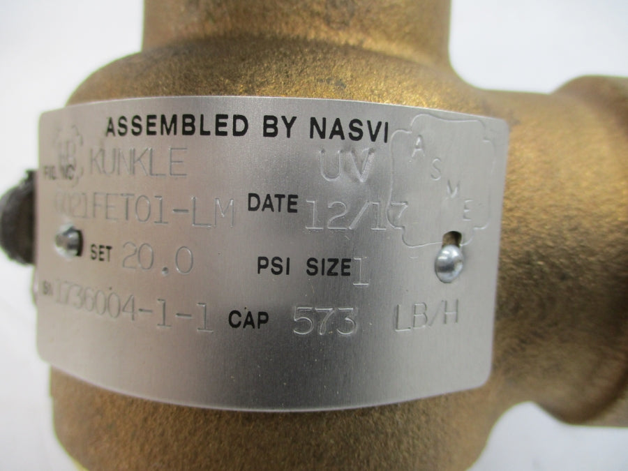 KUNKLE VALVE 6021FET01-LM-0020 20.0PSI 1" NSMP