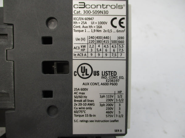 C3 CONTROLS 620-S09ZC10-2D63 SER. B 24VDC 4.0-6.3A NSMP