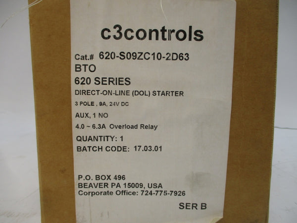 C3 CONTROLS 620-S09ZC10-2D63 SER. B 24VDC 4.0-6.3A NSMP