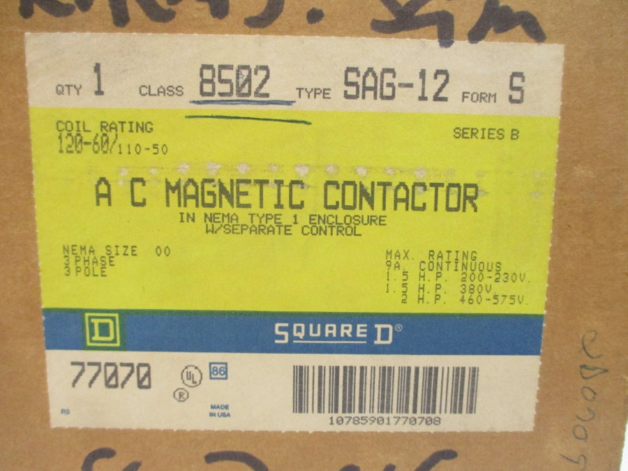 SQUARE D 8502SAG12 SER. B 110/120V NSMP