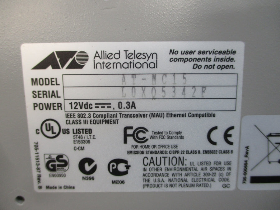 ALLIED TELESYN AT-MC15 990-01684-20 12VDC 0.3A NSMP