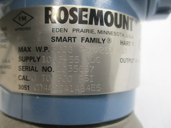 ROSEMOUNT 3051CD4A22A1AB4E5 10.5-55VDC 3626PSI NSMP
