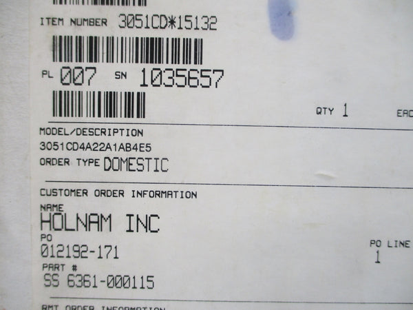 ROSEMOUNT 3051CD4A22A1AB4E5 10.5-55VDC 3626PSI NSMP