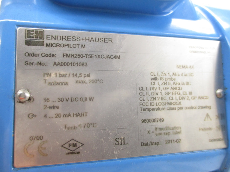 ENDRESS+HAUSER FMR250-T5E1XCJAC4M 16-30VDC 14.5PSI NSNP