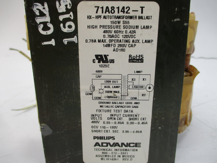 PHILIPS ADVANCE 71A8142-001D 480V 0.78A NSMP