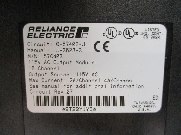 RELIANCE ELECTRIC 57C403 115VAC 2A REV. 07 NSMP