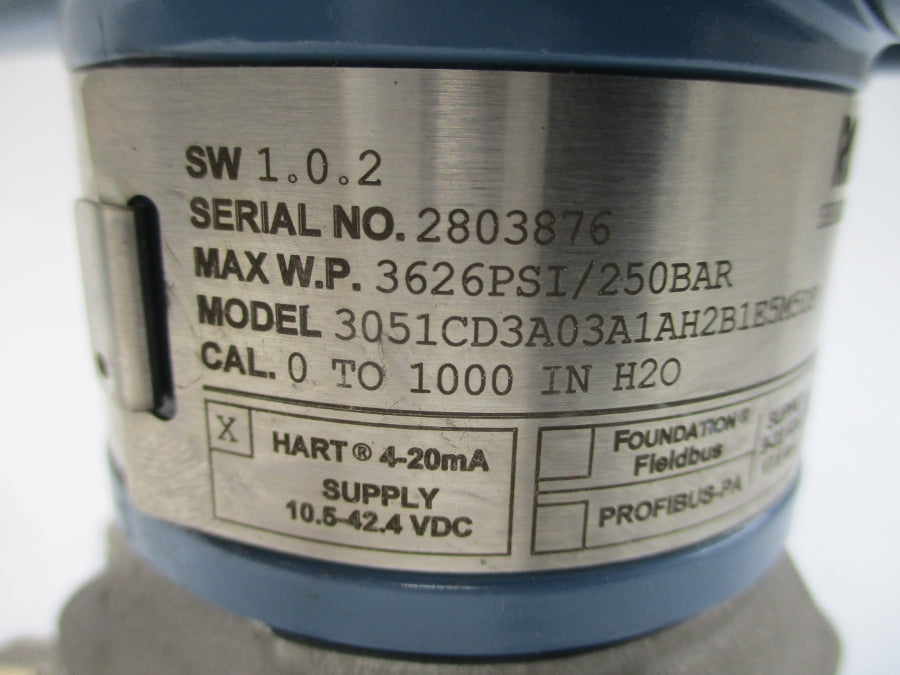 ROSEMOUNT 3051CD3A03A1AH2B1E5M5DF 10.5-42.4VDC 3626PSI NSNP