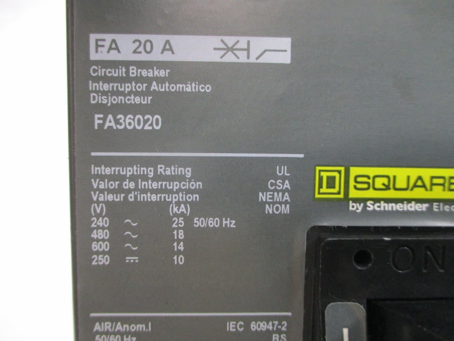 SQUARE D FA36020 SER. 2 600V 20A (AS PICTURED) NSNP