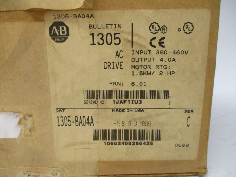 ALLEN BRADLEY 1305-BA04A SER. C 380-460VAC 3.9A NSMP