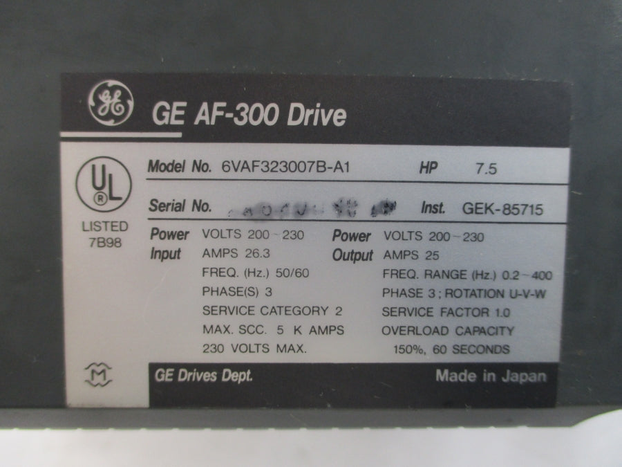 GENERAL ELECRIC 6VAF323007B-A1 200-230V 26.3A (AS PICTURED) UNMP